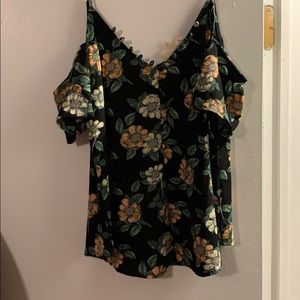 Black off the shoulder floral top